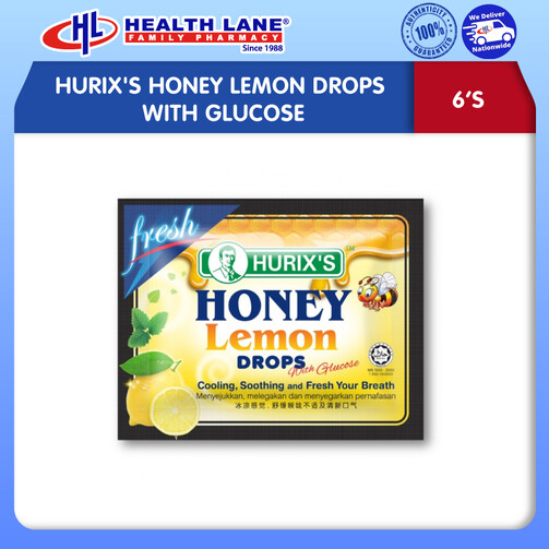 HURIX'S HONEY LEMON DROPS WITH GLUCOSE (6'S)